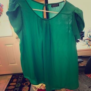 Green Dressy Cap Sleeve Top